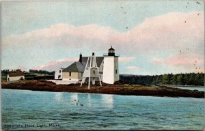View of Hendricks Head Light, Maine Lighthouse Vintage Postcard U47