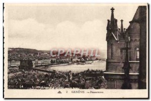 Old Postcard Panorama Geneva