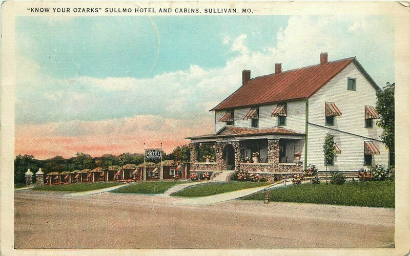 1936 Sullmo Hotel Cabins Ozarks Missouri Highway 66 Tichnor Postcard 10264