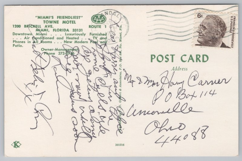 Roadside~Pool & Building @ Miami Florida~Vintage Postcard