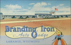 Laramie, Wyoming - Branding Iron Auto Lodge - Vintage Albany County, WY Postcard 