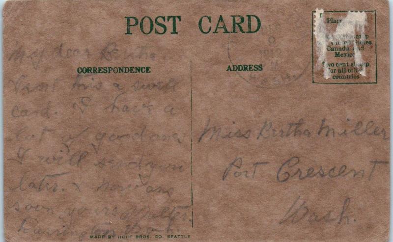 RPPC SEATTLE,  WA Washington  ARTS & CRAFTS Greeting/VIEW  1913  Postcard