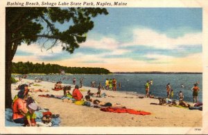 Maine Naples Sebago Lake State Park Bathing Beach 1952