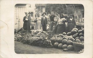 Eastern Europe vegetables market seller types social history photo postcard 