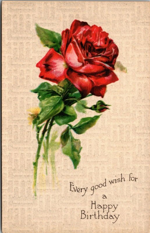 A HAPPY BIRTHDAY - ROSE FLOWERS - VINTAGE POSTCARD