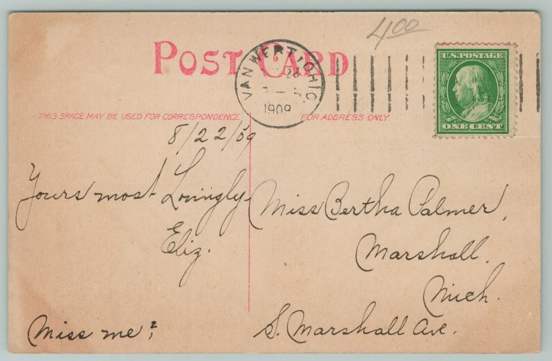 VanWert Ohio~Brumback Library~c1910 Postcard