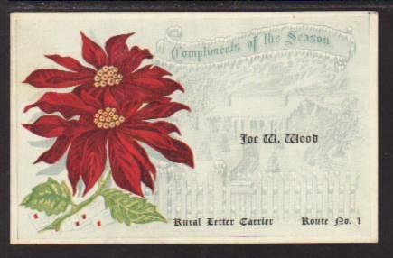 Christmas Poinsettia Rural Carrier Postcard 5895