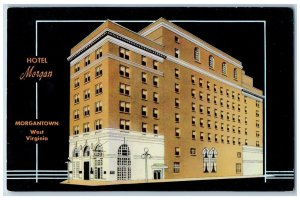 Morgantown West Virginia WV Postcard Hotel Morgan Building Night View c1950's