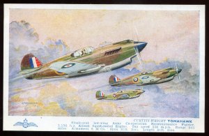 h2181 - AIR FORCE Postcard 1940s Artist-BANNISTER Curtis-Wright TOMAHAWK Fighter