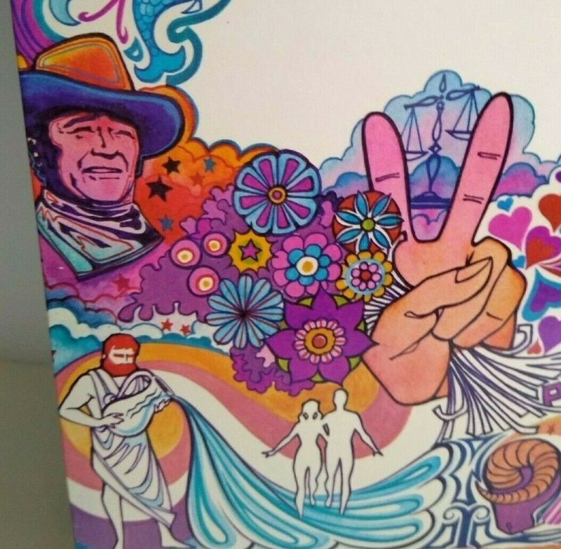 Vintage Folder 1970 Psychedelic Groovy Mod Retro Love Pop Culture Art John Wayne