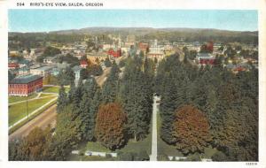 SALEM, OR Oregon     CITY BIRD'S EYE VIEW      c1940's Linen Postcard