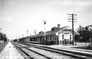 Boynton Beach Florida Seaboard Train Station Real Photo Vintage Postcard AA53109