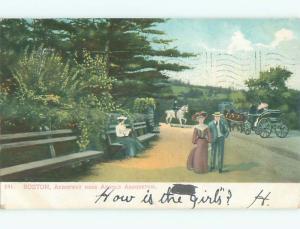 1905 Horse & Carriage On Arborway At Arnold Arboretum Boston MA Q2131