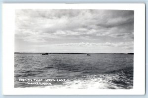 Walker Minnesota MN Postcard RPPC Photo Fishing Fleet Leech Lake 1961 Vintage