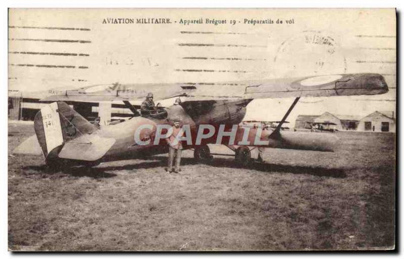 Old Postcard Jet Air Force flight Device Breguet 19 Preparations