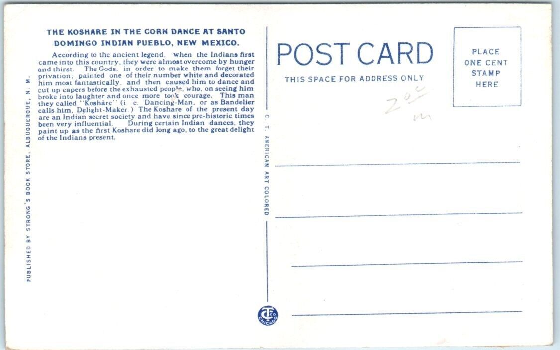 Postcard The Koshare In The Corn Dance At Santo Domingo Pueblo, New