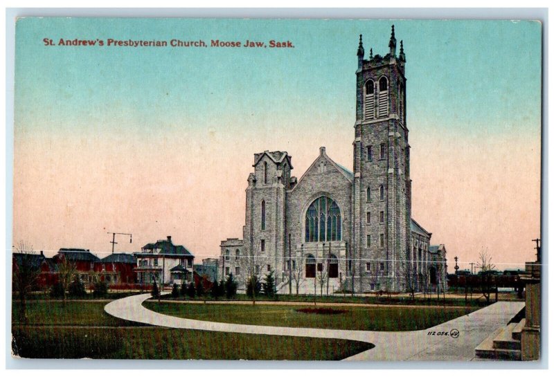 Moose Jaw Saskatchewan Canada Postcard St. Andrew's Presbyterian Church c1910