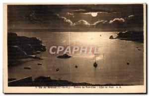 Old Postcard Island Brehat Entree du Port Clos Night Effect