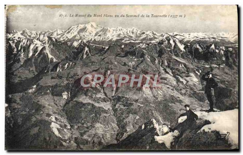 Old Postcard The Mont Blanc seen from the Summit of the Spinner