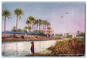 c1910 Mahmoudieh Canal Near Alexandria Egypt Oilette Tuck Art Postcard 