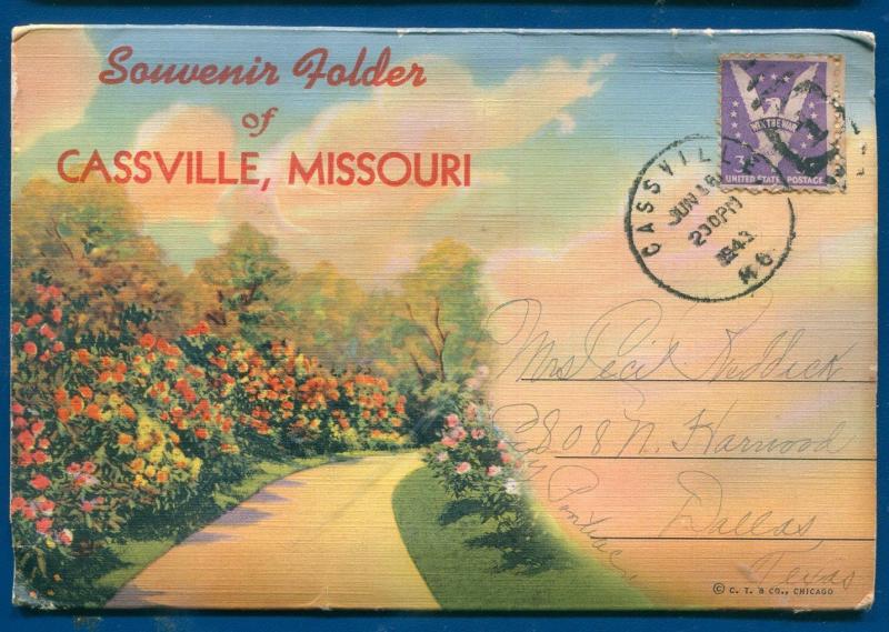 Cassville Missouri mo linen souvenir roaring river state park postcard folder 