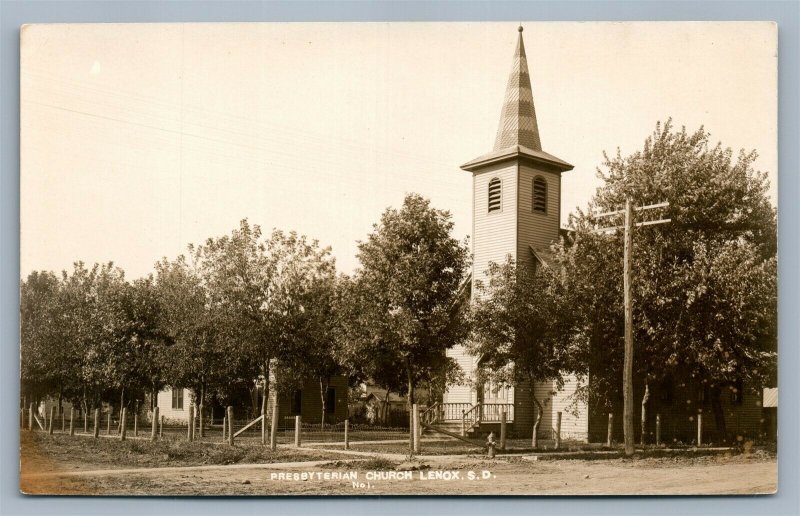 LENOX SD PRESBYTERIAN CHURCH ANTIQUE REAL PHOTO POSTCARD RPPC