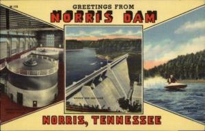 Norris Dam TN Multi-View Linen Postcard