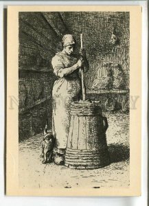 484048 USSR 1962 French Jean-Francois Millet butter churner cat circulation 8000