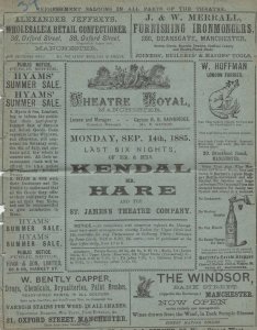 Ironmaster Scrap Of Paper Manchester 1885 Victorian Theatre Programme