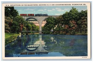 c1920's Reflection On Brandywine Augustine Bridge Wilmington Delaware Postcard