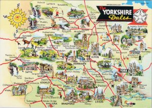 Maps Postcard - Map of The Yorkshire Dales   RR23494