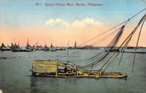 Early Chromo-litho Style, Fishing Boat,  Manila, Philippines, Old Postcard