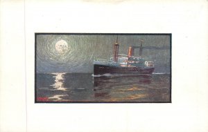 Belgian Congo Shipping Company navigation steamer ship seascape postcard 1920s