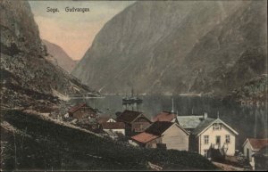 Sogn Norge Norway Gudvangen Bird's Eye View c1910 Vintage Postcard