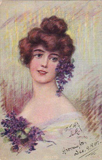 Gross Violets Beautiful Lady With Violets 1907