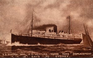 SS Sonoma Ventura Steamship Postcard Ship Ocean Liner