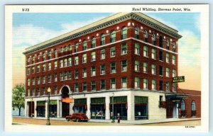 STEVENS POINT, Wisconsin WI ~ Roadside HOTEL WHITING c1940s Linen Postcard