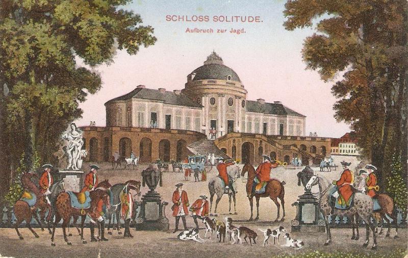 Emil Rotch.Schloss Solitue. Horses. Before the Hunting Fine paintong, antique