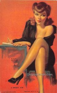 Sweet Job, Earl Moran 1945 Mutoscope Artist Pin Up Girl, Non Postcard Backing...