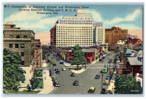 c1940's Washington Street Scene Nemours Building And YMCA Wilmington DE Postcard