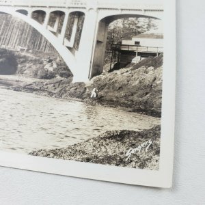 Bridge at Depoe Bay Oregon Coast Highway Art Moderne RPPC Photo Postcard F135