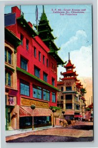 San Francisco CA-California, Grant Ave, Chinatown, Horse Wagon, Vintage Postcard