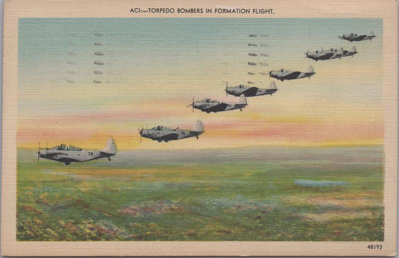 Military, WWII, Torpedo Bombers in Formation-1942 Soldiers Mail