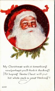 Postcard Christmas Santa in Red No. 416D 1920s L12