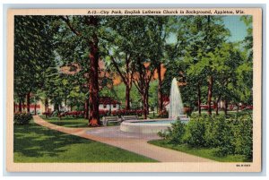 City Park English Lutheran Church In Background Appleton Wisconsin WI Postcard