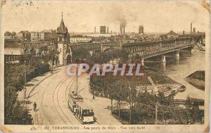 Postcard Old Strasbourg Bridges Rhine View to Tramway Kehl