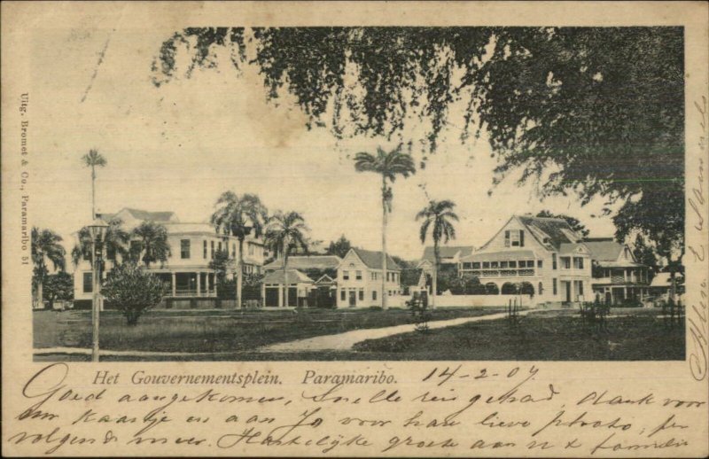 Paramaribo Suriname Gouvernementsplein c1905 USED Postcard