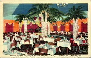 Vtg Linen Postcard Easton Pennsylvania PA Coconut Grove of Forks Tavern Rte 115