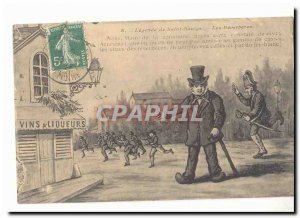 Legend of Saint Saulge Old Postcard streetlights (fancy wines and liquors pol...