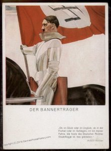 3rd Reich Germany Hitler as White Knight Flagbearer Propaganda Card UNUSED 93833